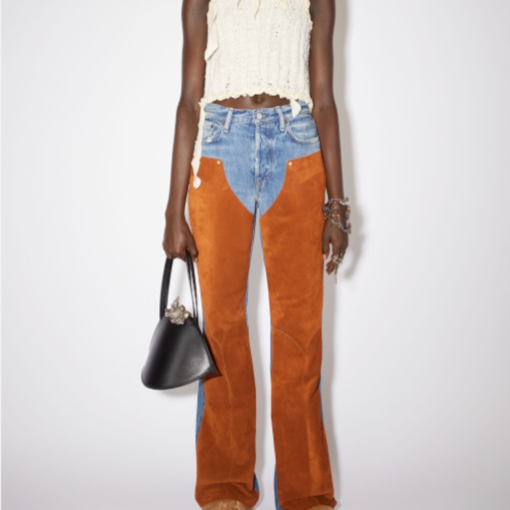 Acne Studios Suede denim trousers - Mid Blue